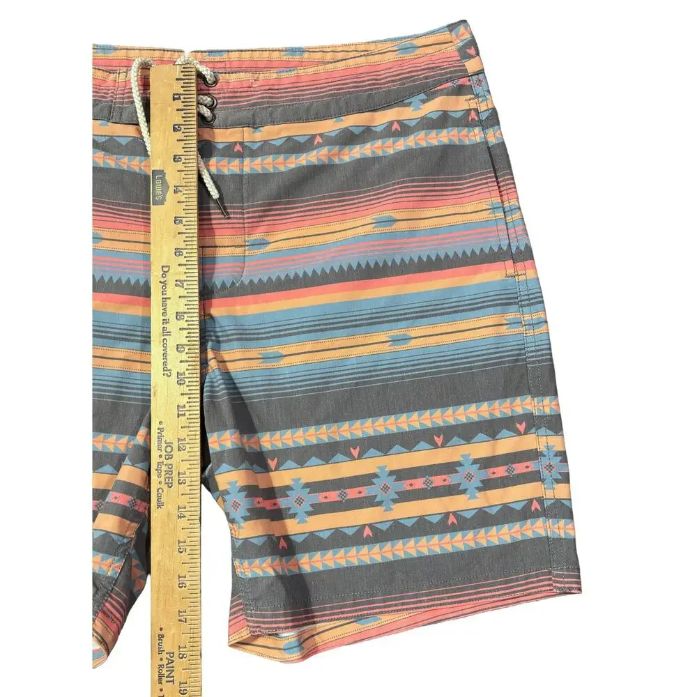 Faherty Doug Good Feather Native Design Board Shorts Swim Surf Men’s Size 32